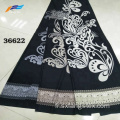 Tissu Abaya Nida noir 100% polyester imprimé floral